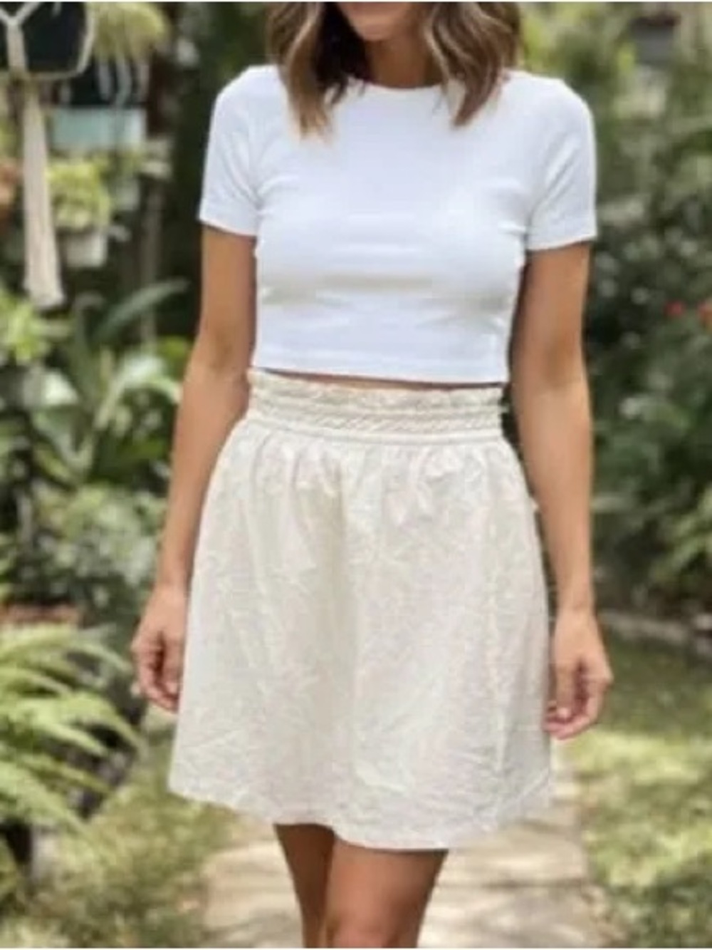 Free People Women’s Light Tan Smocked Waist Mini Skirt Medium